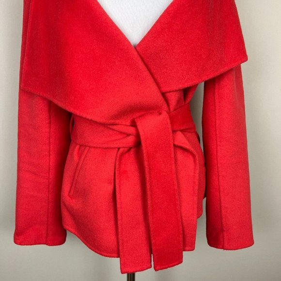 Etcetera Cardigan‎ Jacket Womens 6 Coral Wool Angora Belted Long Sleeve V-Neck - Picture 3 of 14